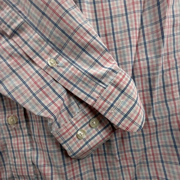 Brooks Brothers Pink Blue Check Long Sleeve Woven Medium Non Iron Woven Cotton - Picture 9 of 11
